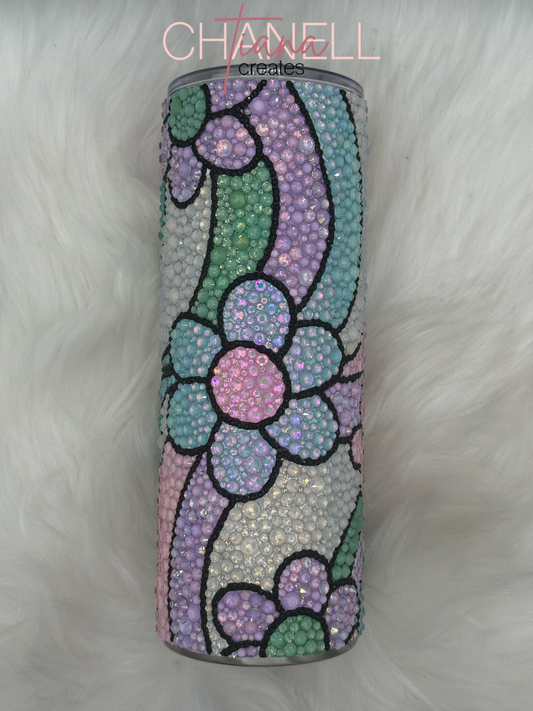 Pastel Bloom Rhinestone Tumbler