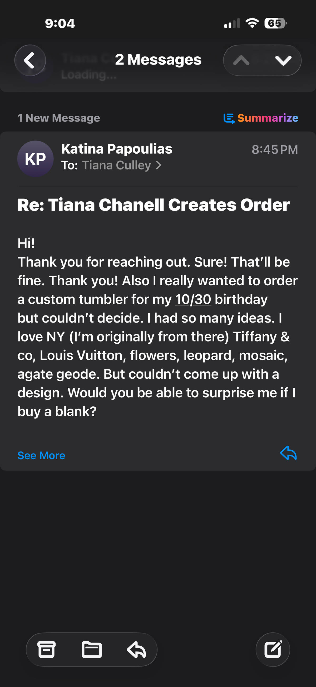 Custom Order for Katina