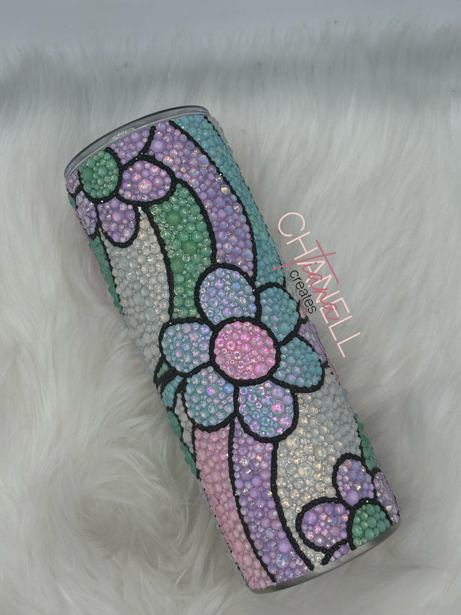 Pastel Bloom Rhinestone Tumbler