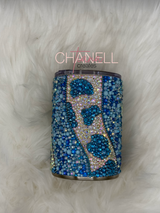 Blue Cow Print Rhinestone Tumbler