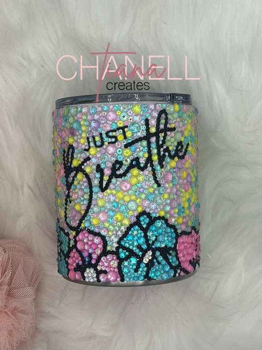 Just Breathe Rhinestone Tumbler