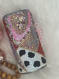 Cow Print Geometric Rhinestone Tumbler