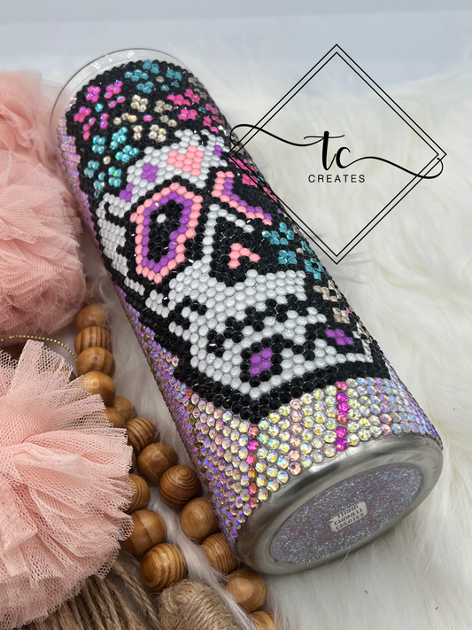 Sugar Skull Rhinestone Tumbler