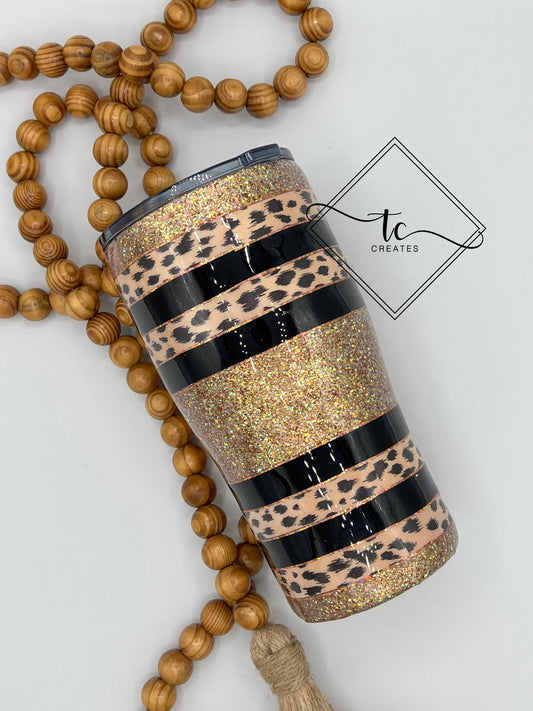 RTS 20 oz Black and Gold Leopard Tumbler