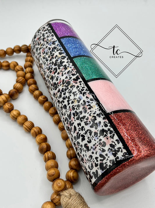RTS 30 oz Split Leopard and Stripes Skinny Straight Tumbler